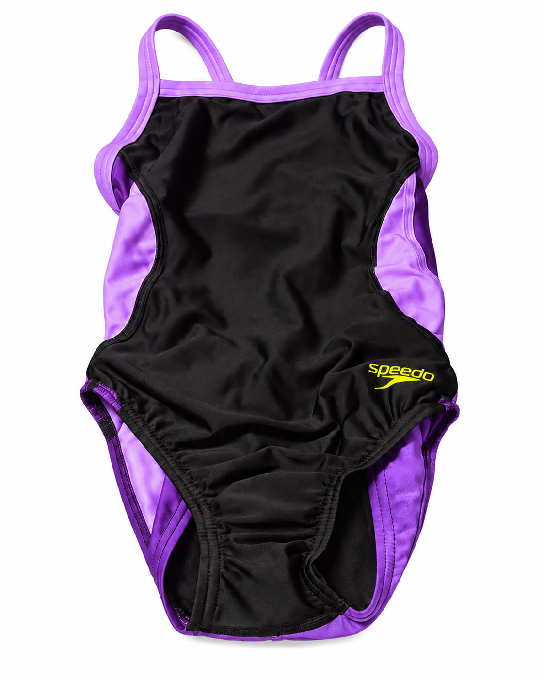 Speedo · Traje de una pieza para niña · Negro y lila · Talla 24