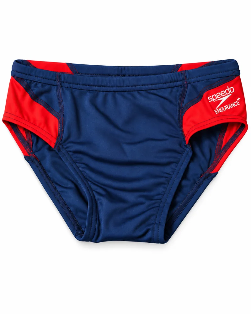 Speedo · Brief de natación para niño · Azul y rojo · Talla 26